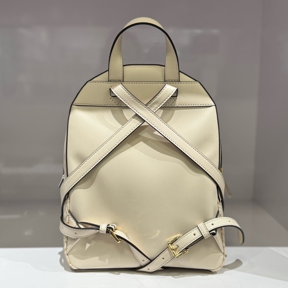 Michael Kors Jaycee Medium Backpack MK Graphic Logo Glitter Gold/Light Cream - Picture 6 of 13
